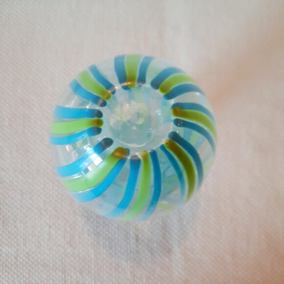 Vintage Blown Glass Swirl Vase, Blue and Green, 6 1/2"T - Picture 3 of 8
